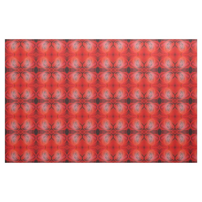 Heart Shaped Artistic Red Rose Fabric (Yard)