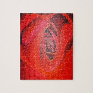 Heart Shaped Artistic Red Rose Jigsaw Puzzle