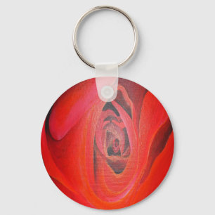 Heart Shaped Artistic Red Rose Key Ring