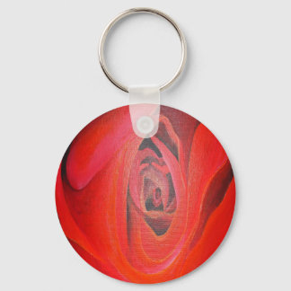 Heart Shaped Artistic Red Rose Key Ring