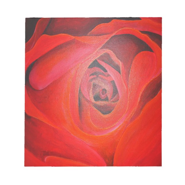 Heart Shaped Artistic Red Rose Notepad (Front)
