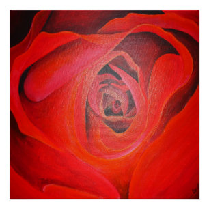 Heart Shaped Artistic Red Rose Poster