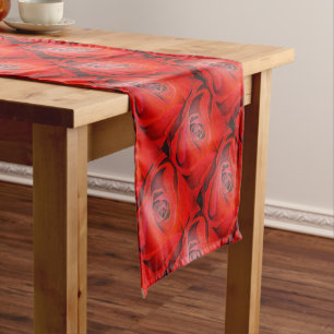 Heart Shaped Artistic Red Rose Short Table Runner