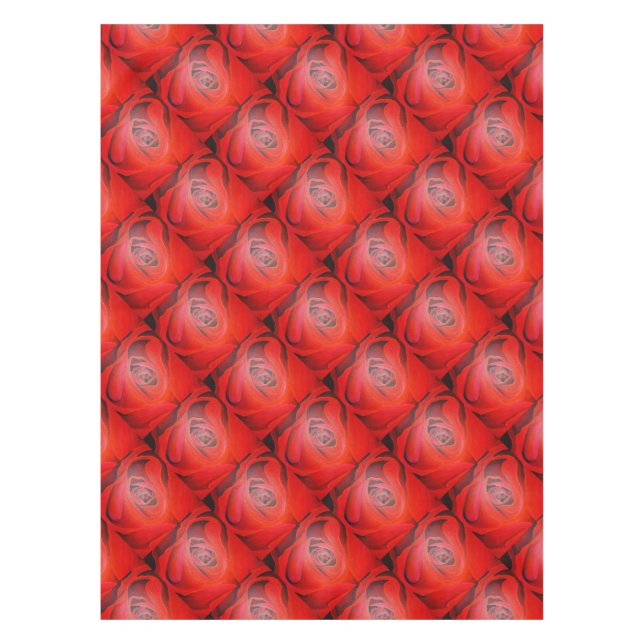 Heart Shaped Artistic Red Rose Tablecloth (Front)