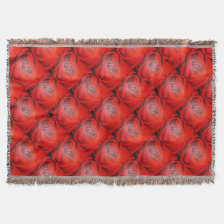 Heart Shaped Artistic Red Rose Throw Blanket