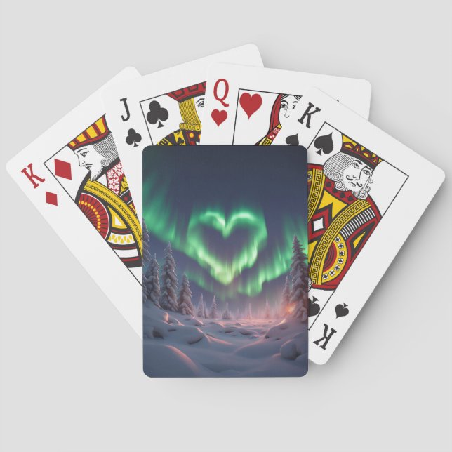 Heart Shaped Aurora Borealis Playing Cards (Back)