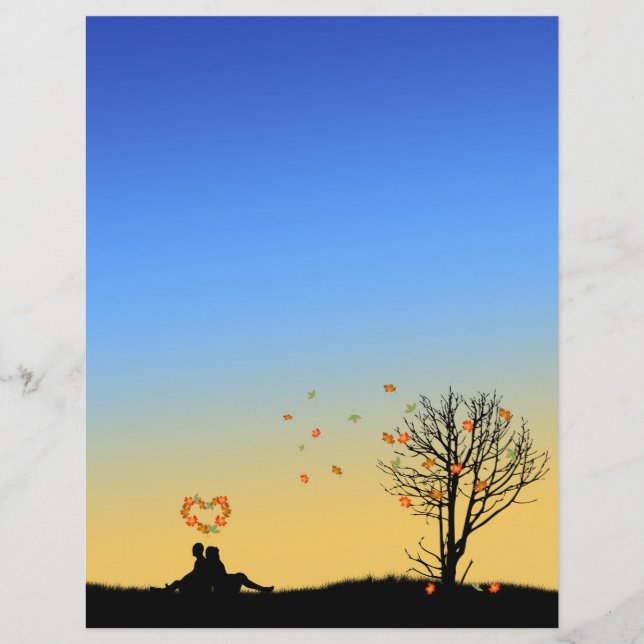 Heart-Shaped Autumn Leaves Couple (Front)