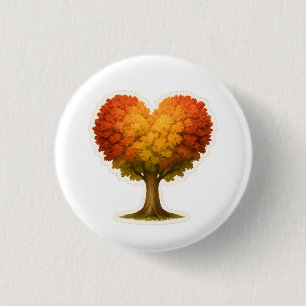 Heart Shaped Autumn Tree 3 Cm Round Badge