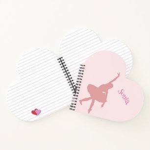 Heart Shaped Ballerina Pink Girls School Notebook