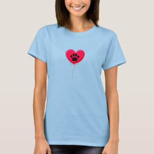 Heart Shaped Balloon With Dog Paw Print T-Shirt
