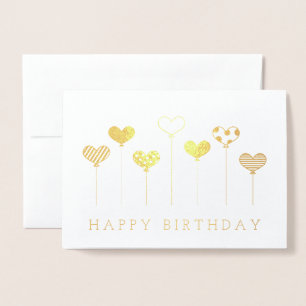 Heart Shaped Balloons Happy Birthday Foil Card