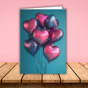 Heart shaped Balloons Valentine's Greeting Card