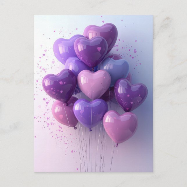 Heart shaped Balloons Valentine's Greeting Postcard (Front)