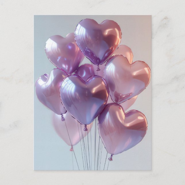 Heart shaped Balloons Valentine's Greeting Postcard (Front)