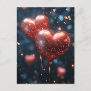 Heart shaped Balloons Valentine's Greeting Postcard