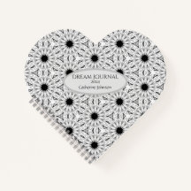 Heart-shaped Black and White Notebook Journal