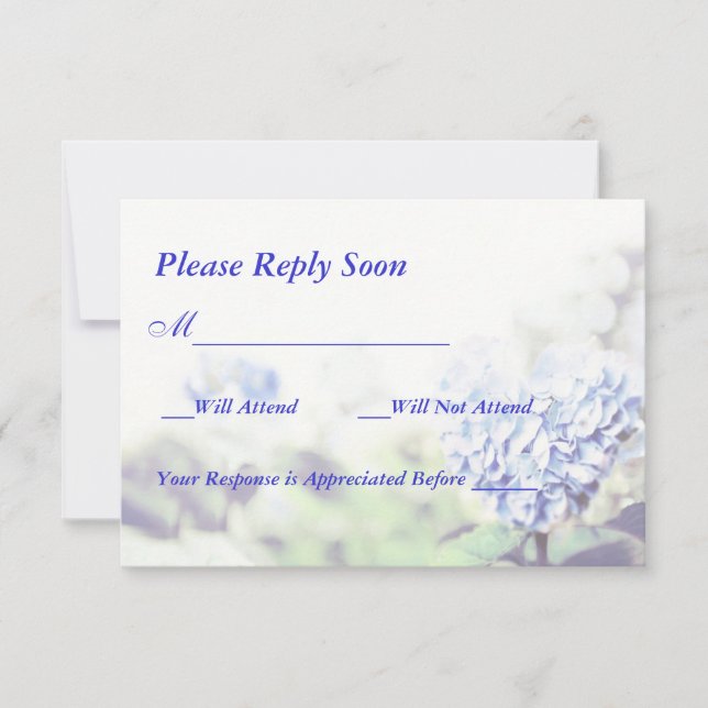 Heart-Shaped Blue Hydrangea RSVP (Front)