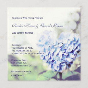 Heart-Shaped Blue Hydrangea Wedding Invitation