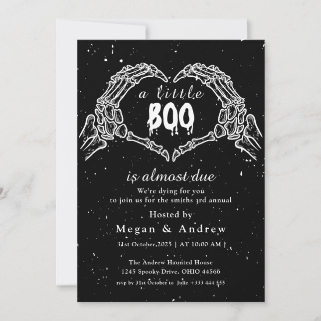 heart-shaped bony hands Party Halloween Invitation (Front)