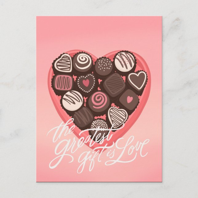 Heart-shaped box of chocolates Valentines design  Postcard (Front)