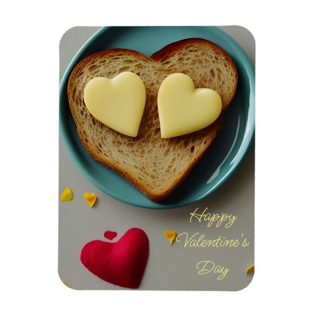 Heart Shaped Buttered Toast Valentine Magnet (Vertical)