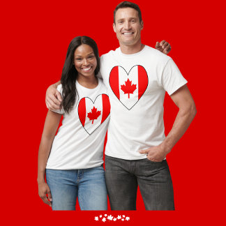 Heart-shaped Canadian Flag T-Shirt