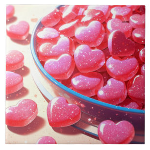 Heart shaped candies Ceramic Tile