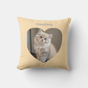 Heart-Shaped Cat Design Cushion