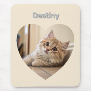 Heart-Shaped Cat Design Mouse Pad