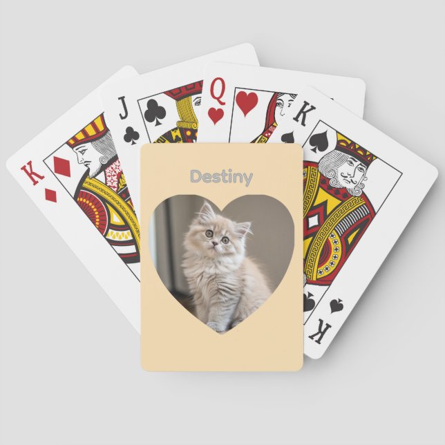 Heart-Shaped Cat Design Playing Cards (Back)
