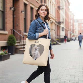 Heart-Shaped Cat Design Tote Bag