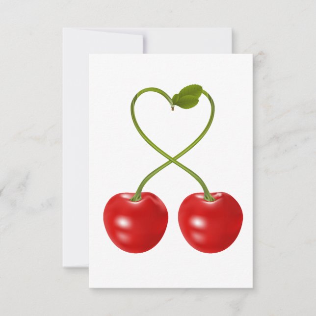 Heart Shaped Cherry Stem Invitation (Front)