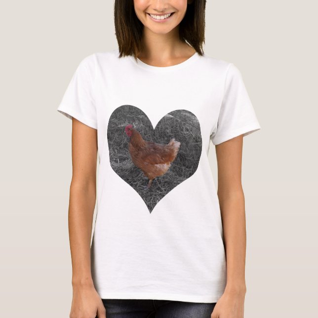 Heart Shaped Chicken White T-Shirt (Front)
