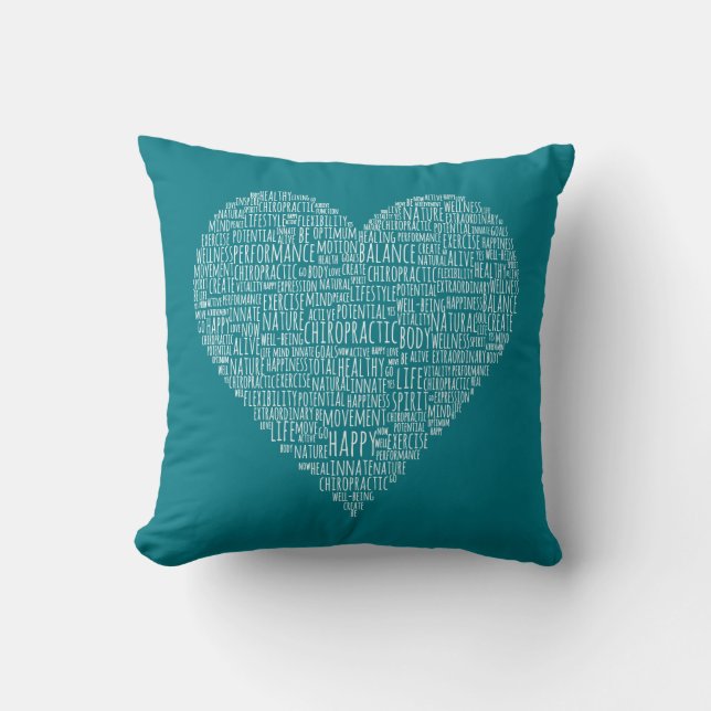 Heart-Shaped Chiropractic Word Collage Cushion (Front)