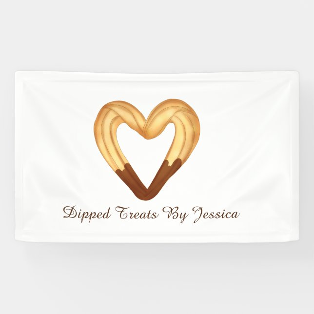 Heart Shaped Churro Dipped In Chocolate Banner (Horizontal)