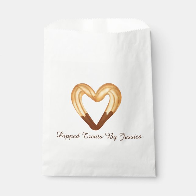 Heart Shaped Churro Dipped In Chocolate Favour Bags (Front)