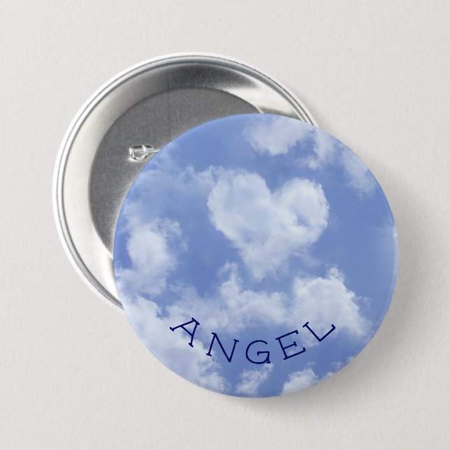 Heart Shaped Cloud Lovely Blue Template Elegant 7.5 Cm Round Badge (Front & Back)