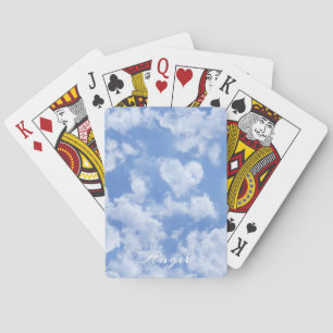 Heart Shaped Cloud Lovely Blue Template Elegant Playing Cards
