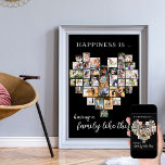 Heart Shaped Collage Happiness is Family like This Poster<br><div class="desc">Create your own personalised poster with 36 of your favourite photos and your family name(s). The photo template is set up to create a photo collage in the shape of a love heart, displaying your pictures in a mix of portrait, landscape and square instragram formats. The design has a black...</div>