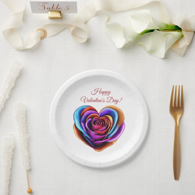 Heart Shaped Colourful Rose-Valentines Day- Paper Plate (Wedding)