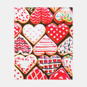 Heart shaped cookies icing for Valentine's day del Fleece Blanket