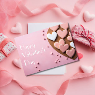 Heart shaped Cookies on pink ground Valentine's Card