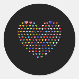 Heart Shaped Country Flags World Flag Anti Classic Round Sticker