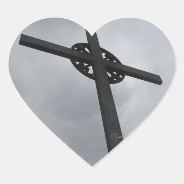 Heart Shaped Cross Sticker (Front)
