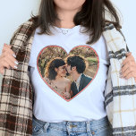 Heart Shaped Custom Photo Valentines or Wedding T-Shirt<br><div class="desc">This gorgeous, custom tshirt design includes your personalized photograph in the shape of a heart. The heart has a pink and gray border. It's perfect for Valentine's Day or as a wedding or anniversary gift. To add your picture, just use the easy template. Whatever photo shape you upload will automatically...</div>