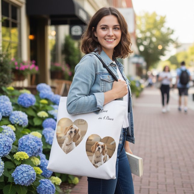 Heart-Shaped Dog Design – “Happiness on Four Paws” Tote Bag (Creator Uploaded)