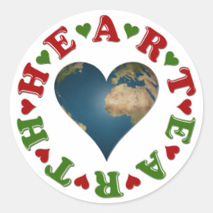 Heart shaped Earth anagram Classic Round Sticker