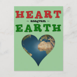 Heart Shaped Earth anagram Postcard