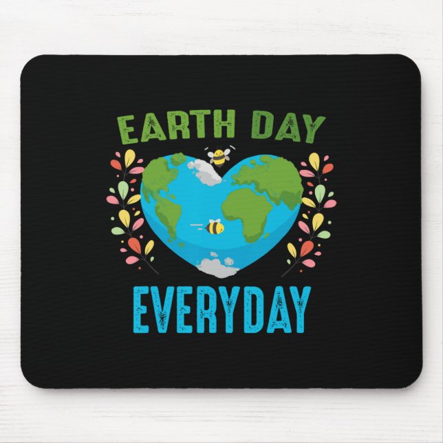 Heart Shaped Earth Day Everyday Bees World Environ Mouse Pad (Front)