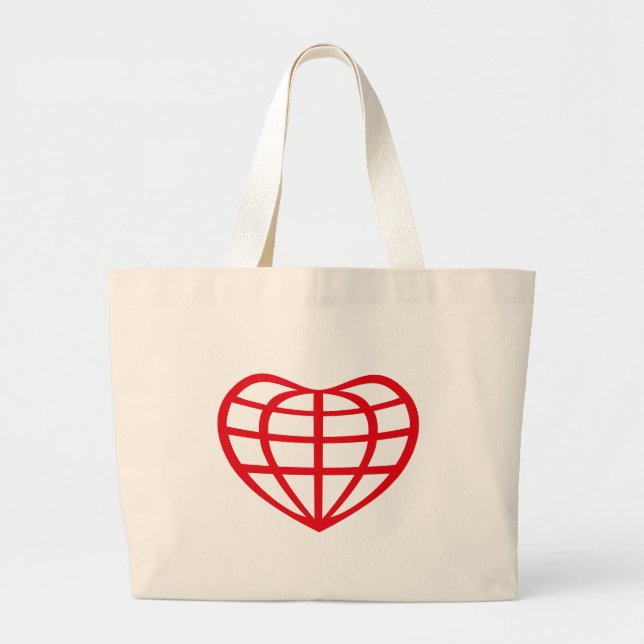 Heart Shaped Earth Globe Love Large Tote Bag (Front)